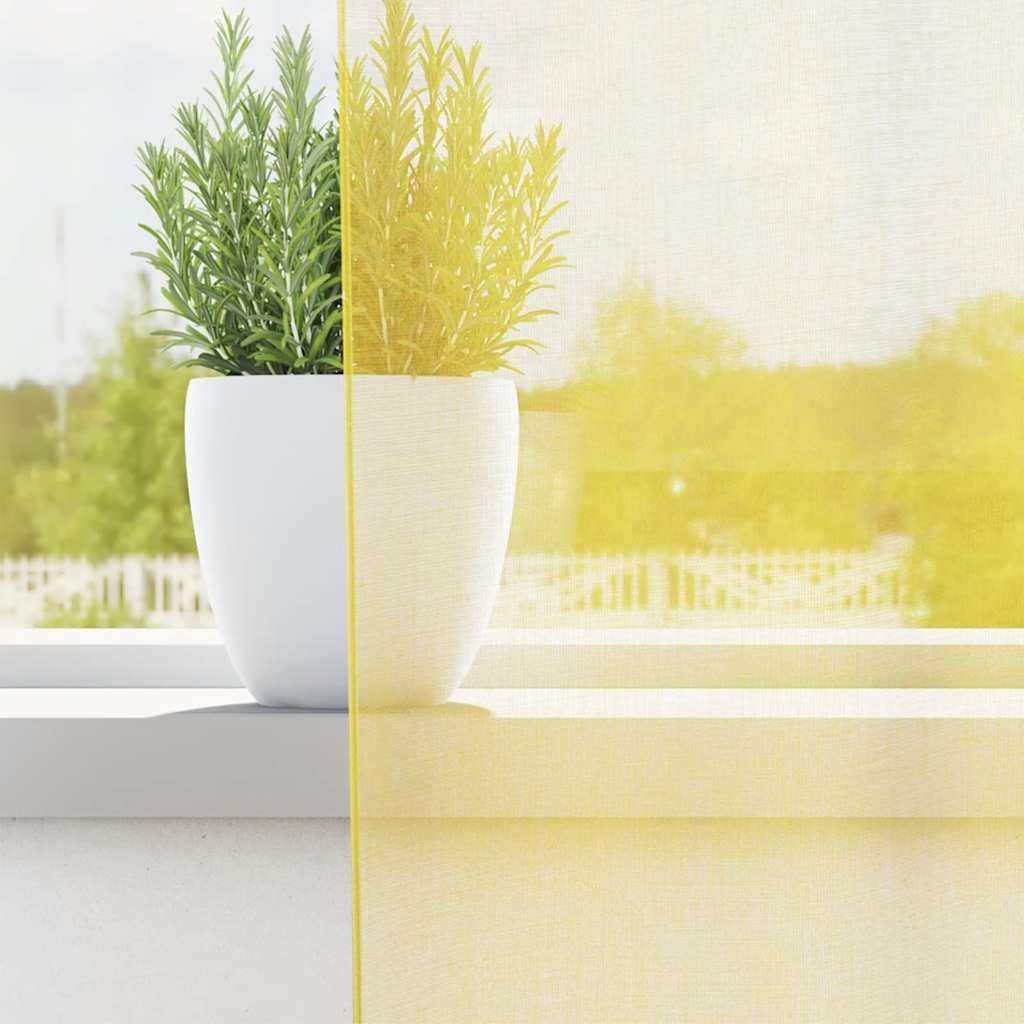 Vidaxl Gardinen Voile mit Ösen 2 Stück gelb