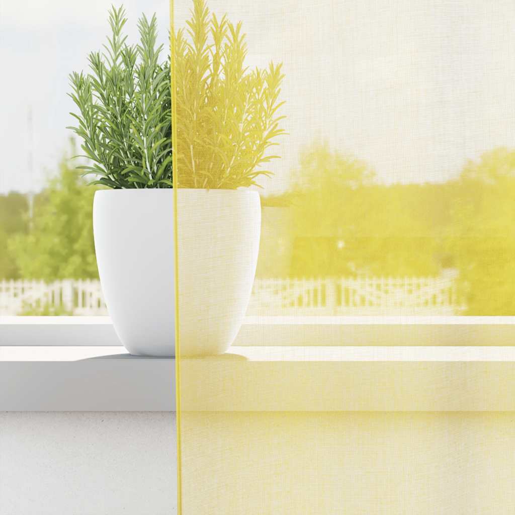 Vidaxl Gardinen Voile mit Ösen 2 Stück gelb