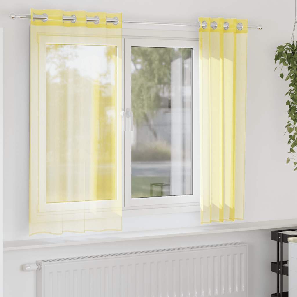 Vidaxl Gardinen Voile mit Ösen 2 Stück gelb