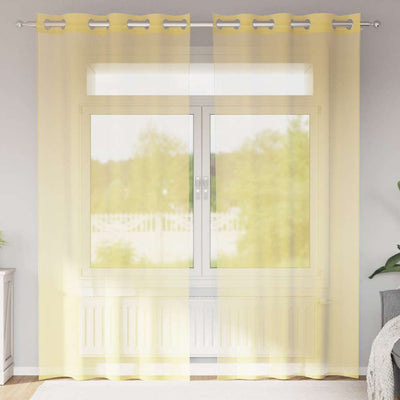 Vidaxl Gardinen Voile mit Ösen 2 Stück gelb