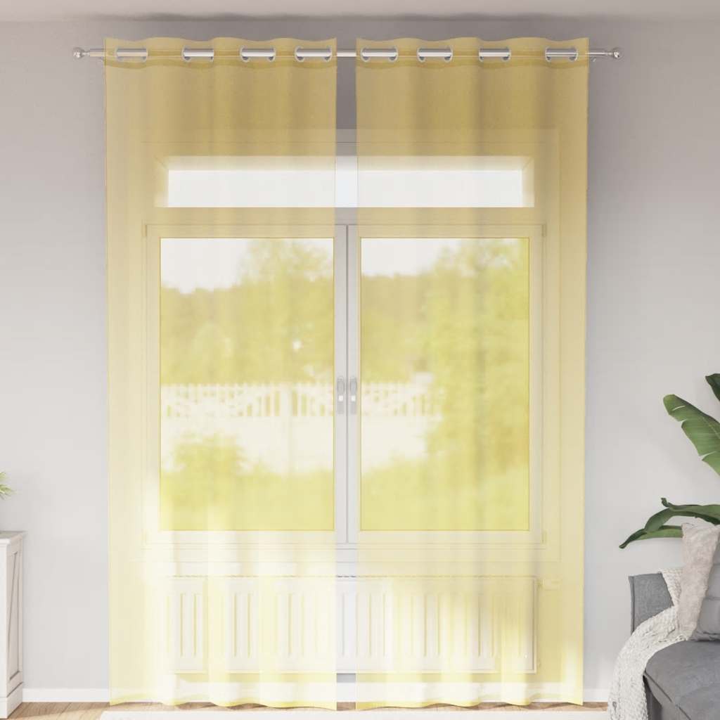Vidaxl Gardinen Voile mit Ösen 2 Stück gelb