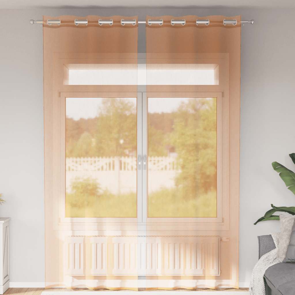 Vidaxl Vorhänge Voile mit Ösen 2 Stück Terrakotta