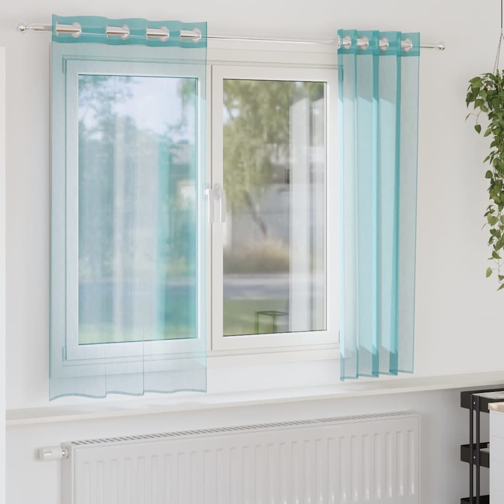 Vidaxl Gardinen Voile mit Ösen 2 Stück türkis