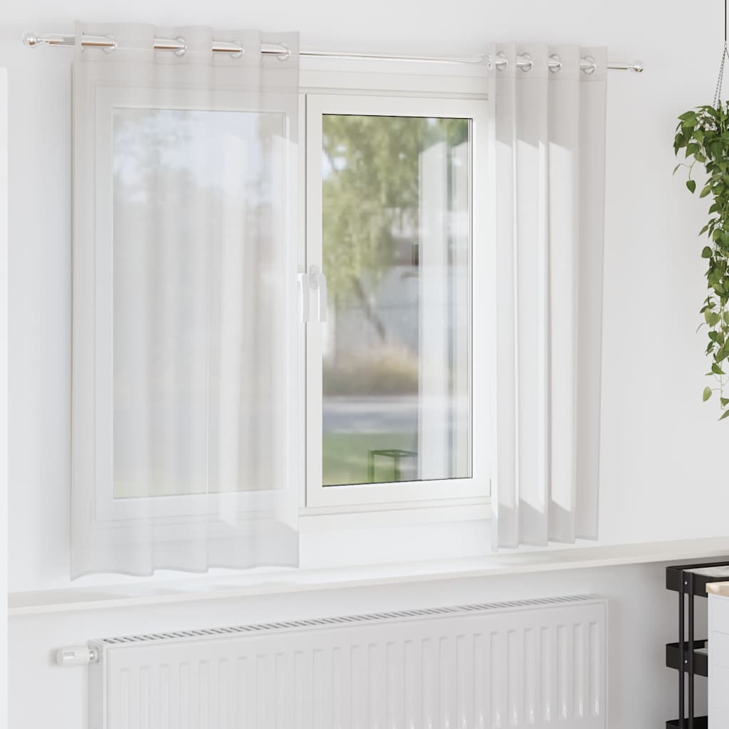 Vidaxl Gardinen Voile mit Ösen 2 Stück weiß