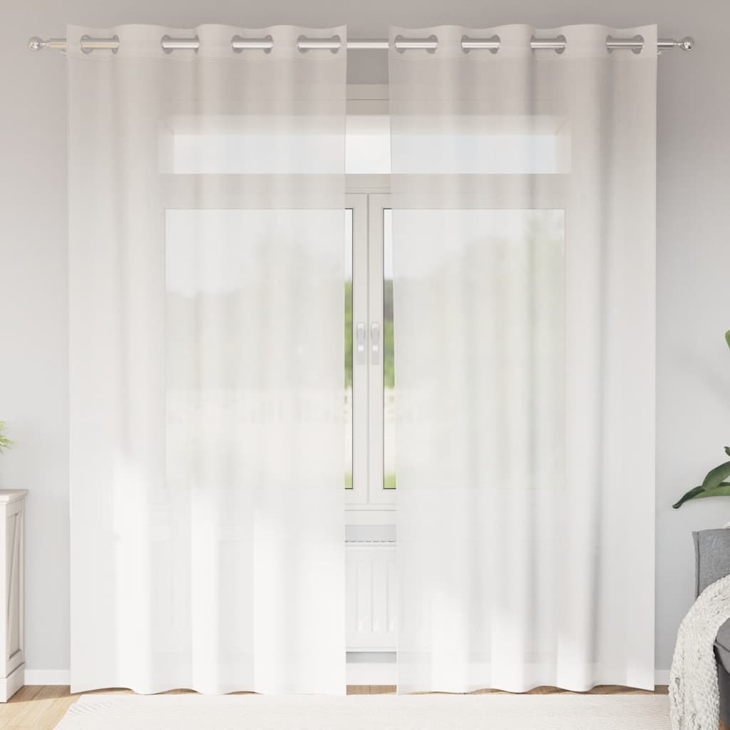 Vidaxl Gardinen Voile mit Ösen 2 Stück weiß