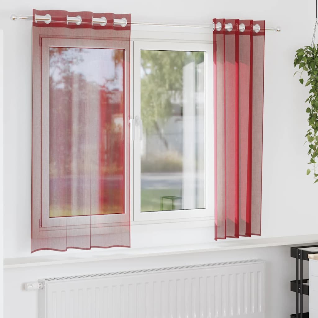 Vidaxx Gardinen Voile mit Ösen 2 Stück weinrot