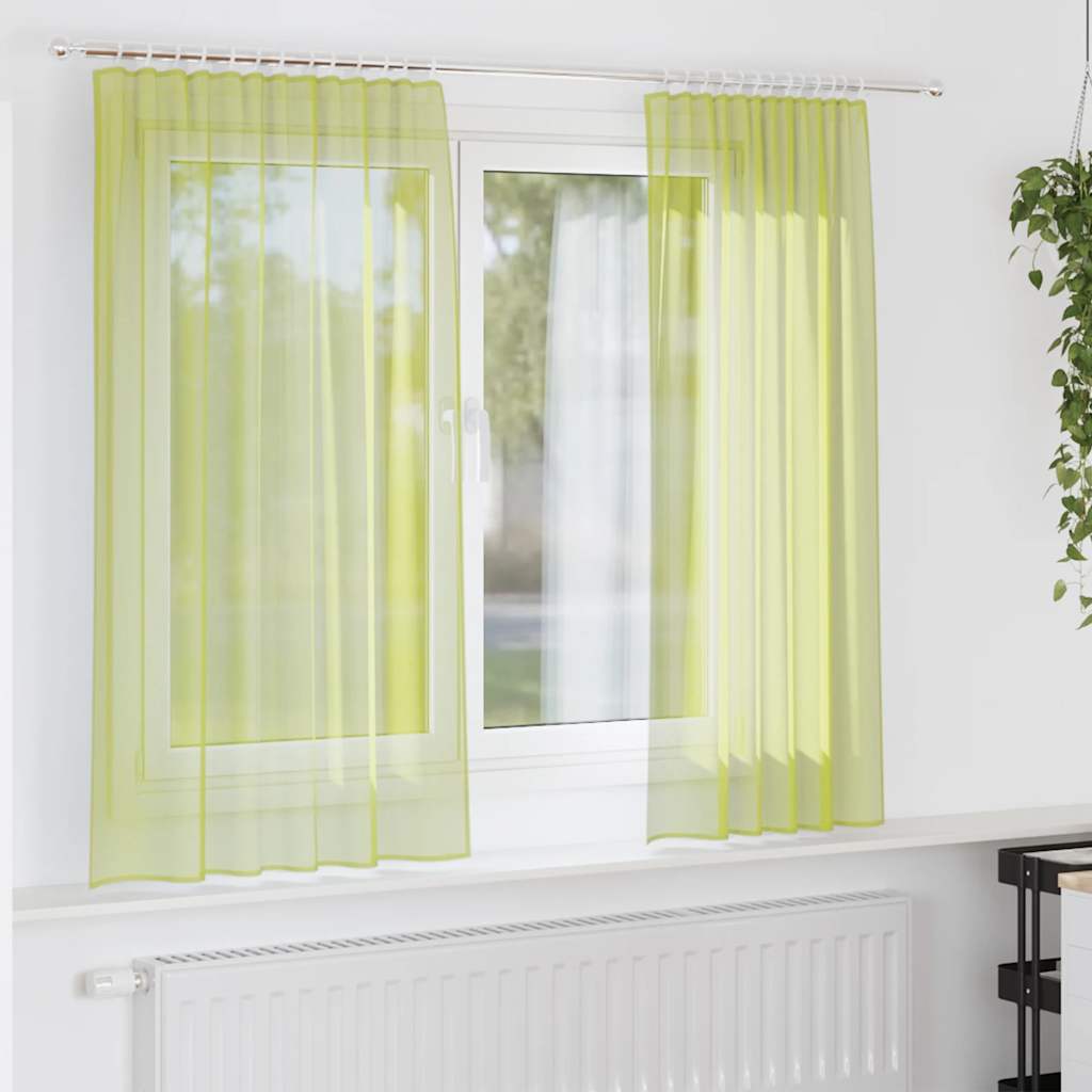 Vidaxl Gardinen Voile mit Stangentaschen 2 Stück Apfelgrün