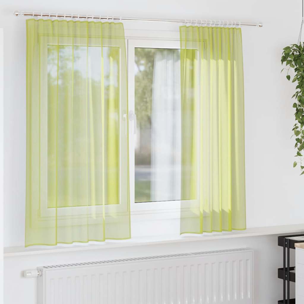Vidaxl Gardinen Voile mit Stangentaschen 2 Stück Apfelgrün