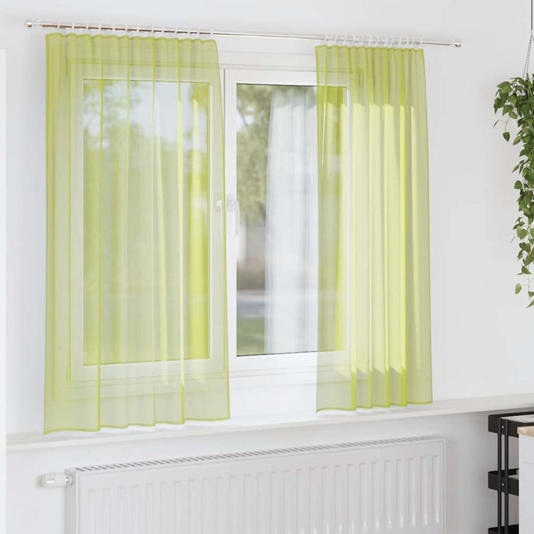 Vidaxl Gardinen Voile mit Stangentaschen 2 Stück Apfelgrün