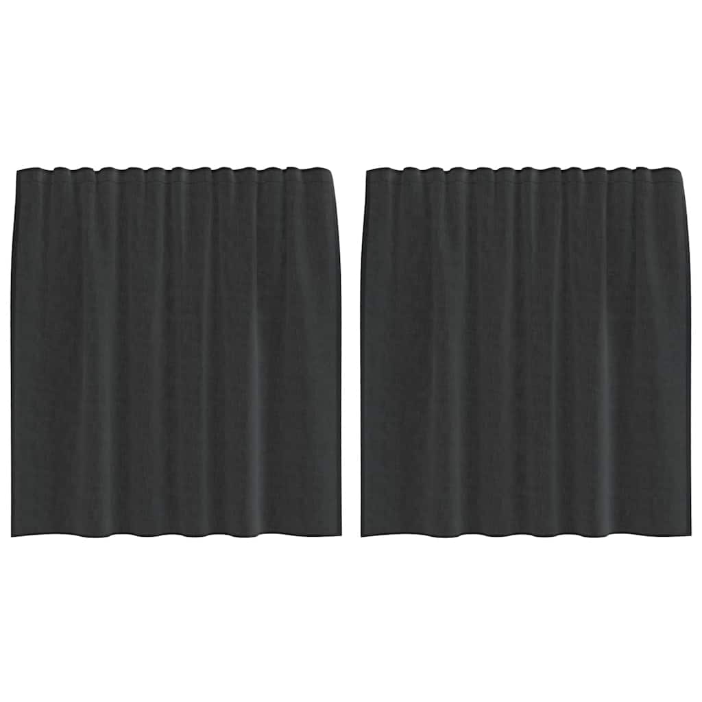 Vidaxl Gardinen Voile mit Stangentaschen 2 Stück schwarz