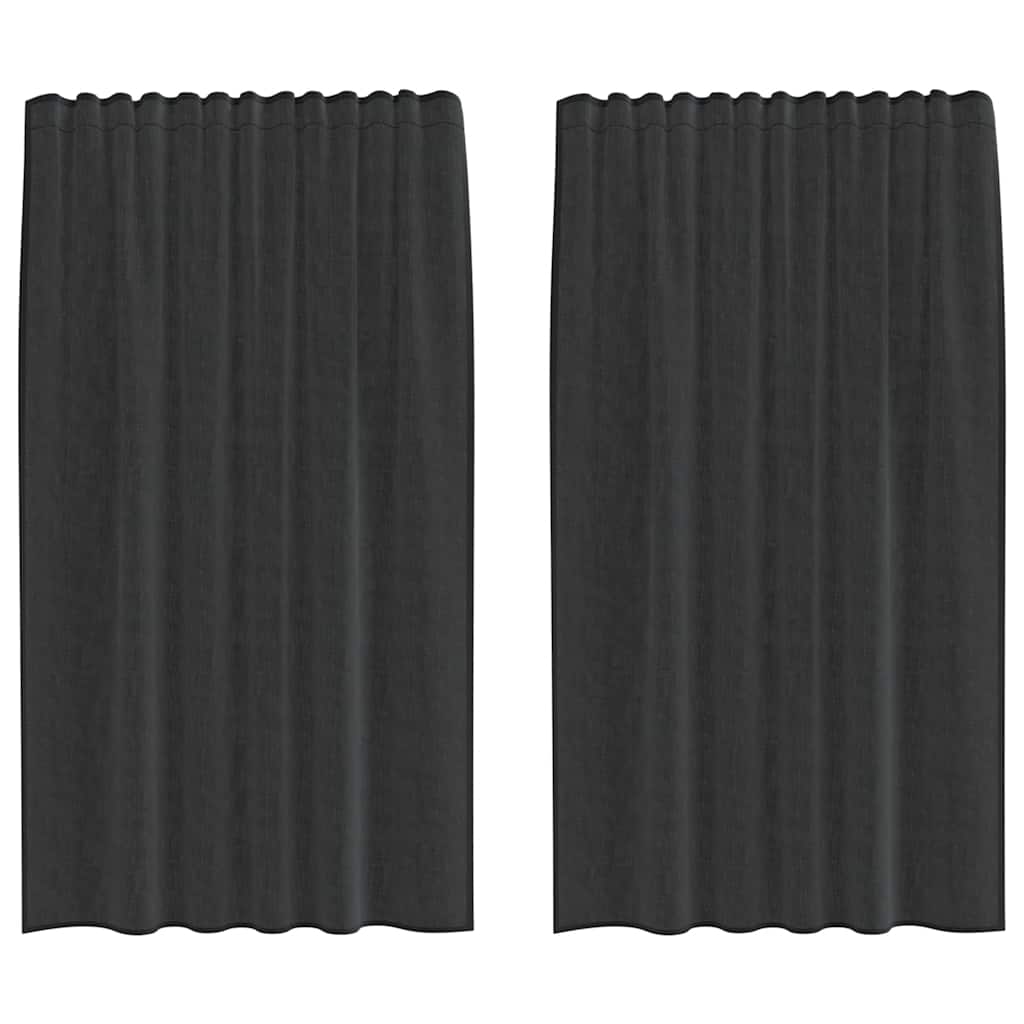 Vidaxl Gardinen Voile mit Stangentaschen 2 Stück schwarz