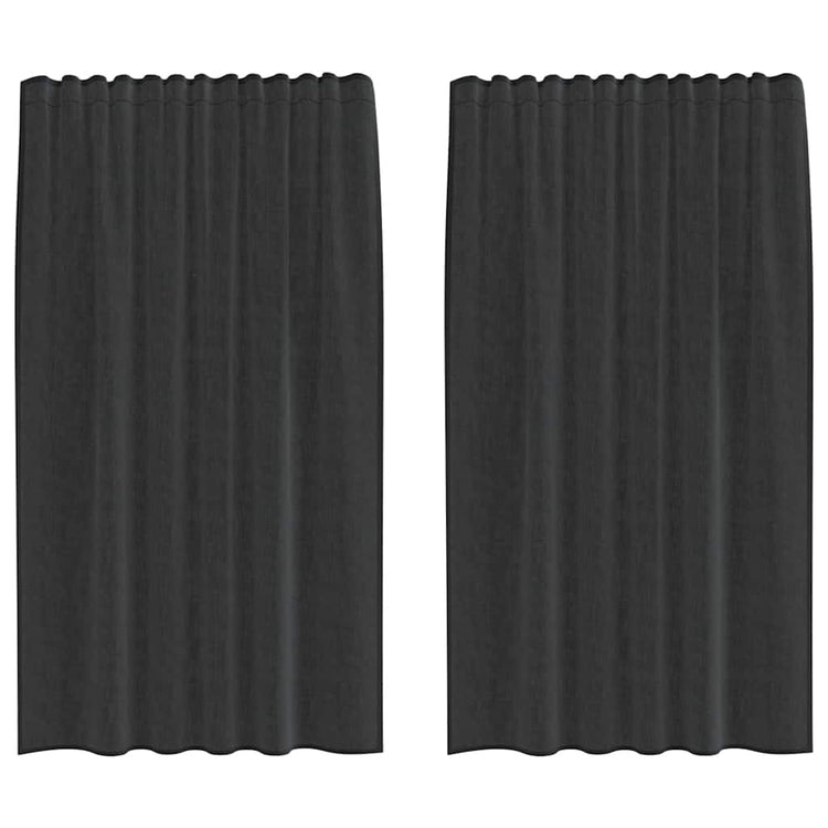 Vidaxl Gardinen Voile mit Stangentaschen 2 Stück schwarz