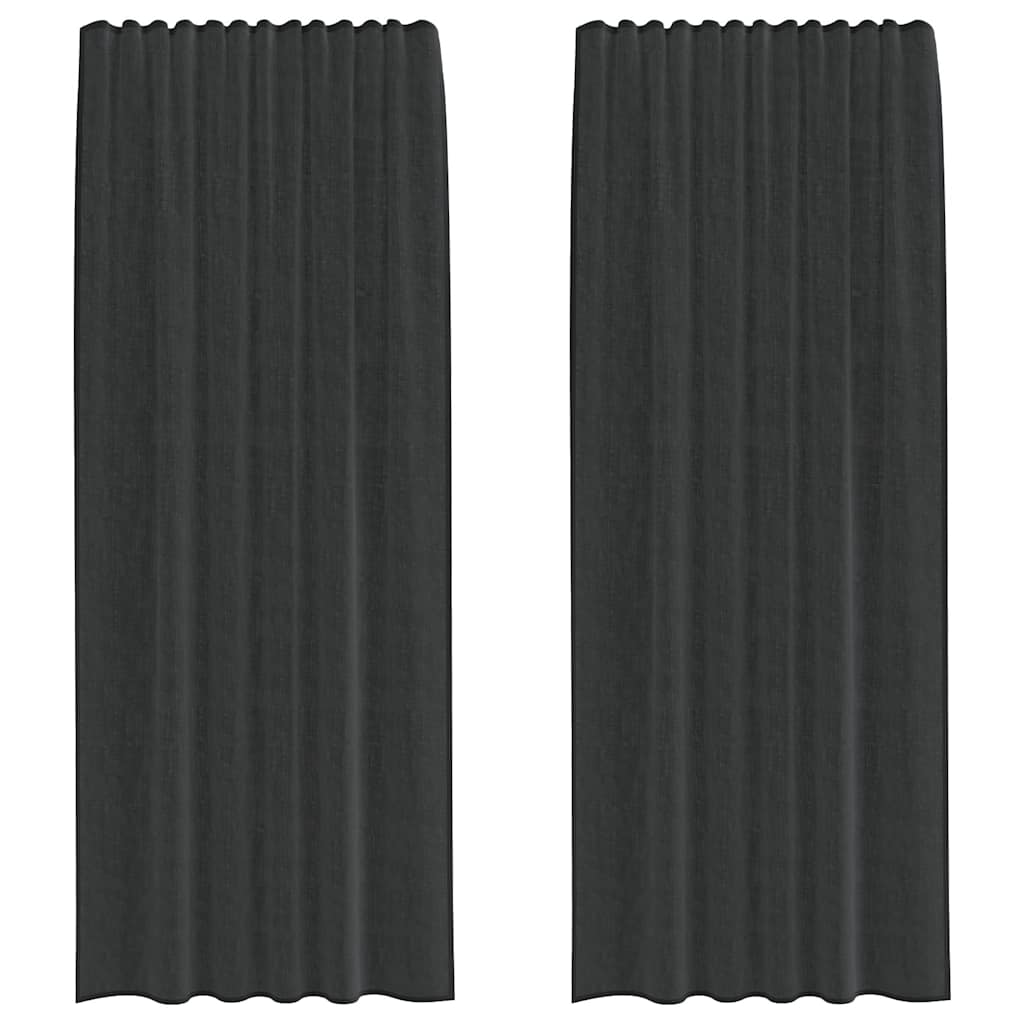 Vidaxl Gardinen Voile mit Stangentaschen 2 Stück schwarz