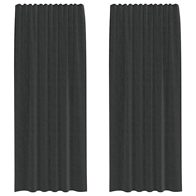 Vidaxl Gardinen Voile mit Stangentaschen 2 Stück schwarz