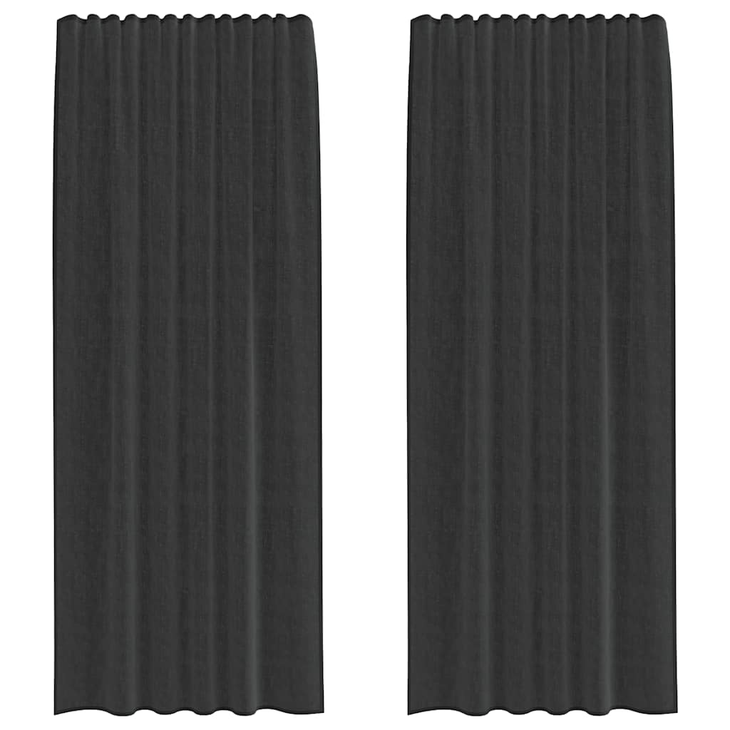Vidaxl Gardinen Voile mit Stangentaschen 2 Stück schwarz