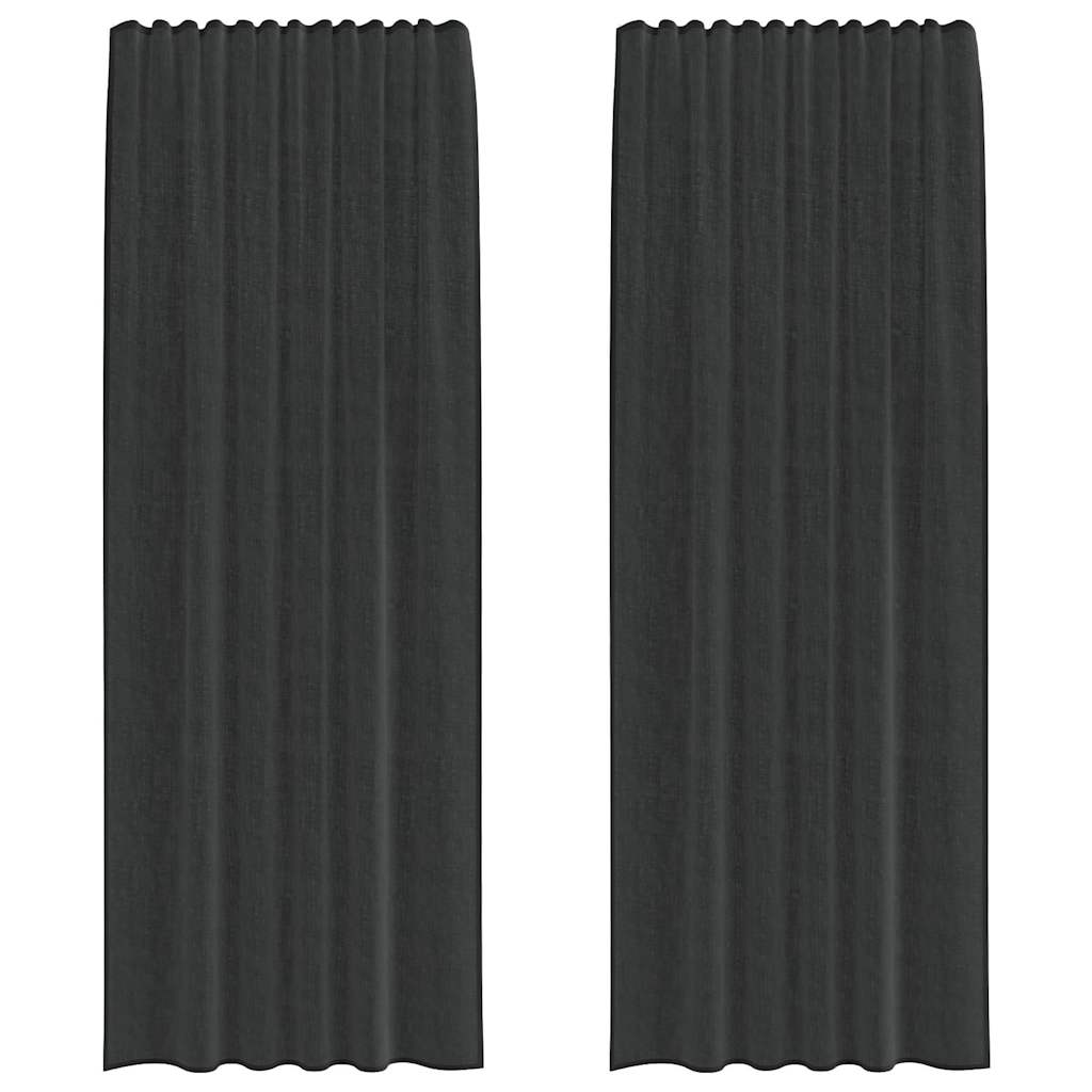 Vidaxl Gardinen Voile mit Stangentaschen 2 Stück schwarz