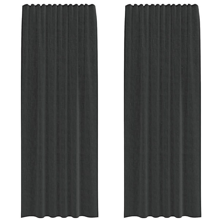 Vidaxl Gardinen Voile mit Stangentaschen 2 Stück schwarz