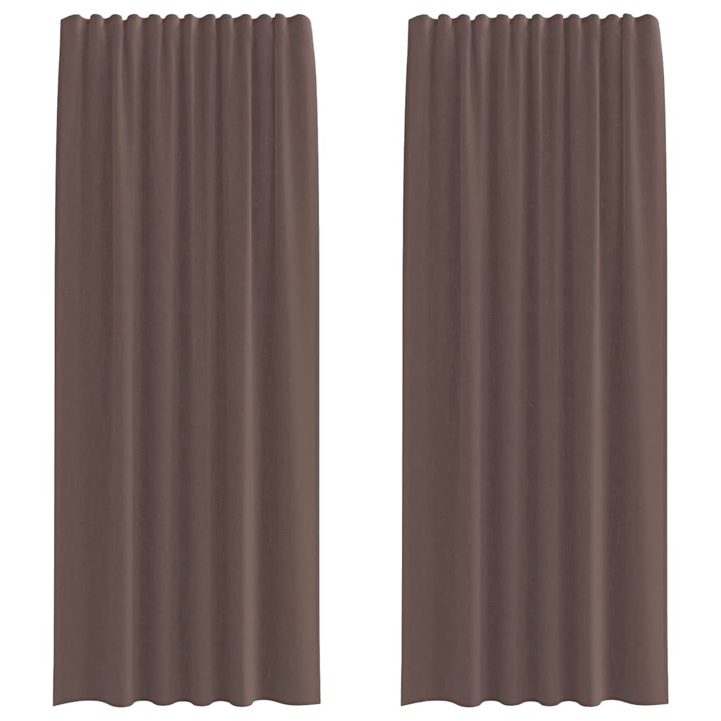 Vidaxl Gardinen Voile mit Stangentaschen 2 Stück braun