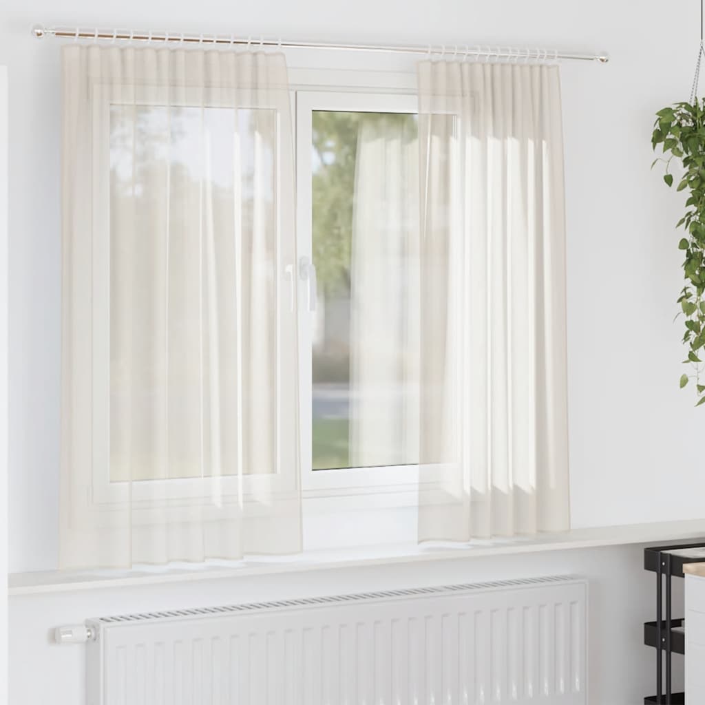 Vidaxl Gardinen Voile mit Stangentaschen 2 Stück cremefarben