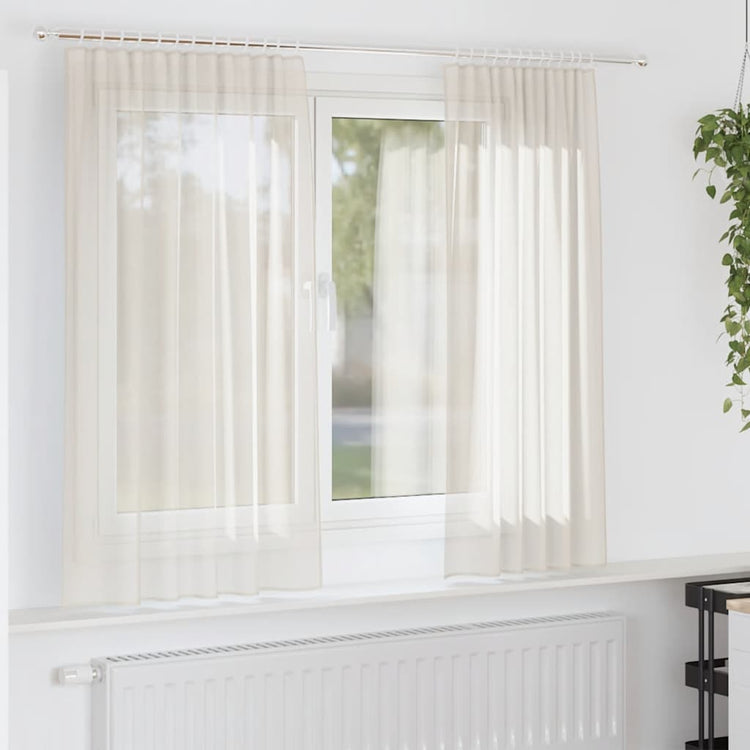 Vidaxl Gardinen Voile mit Stangentaschen 2 Stück cremefarben