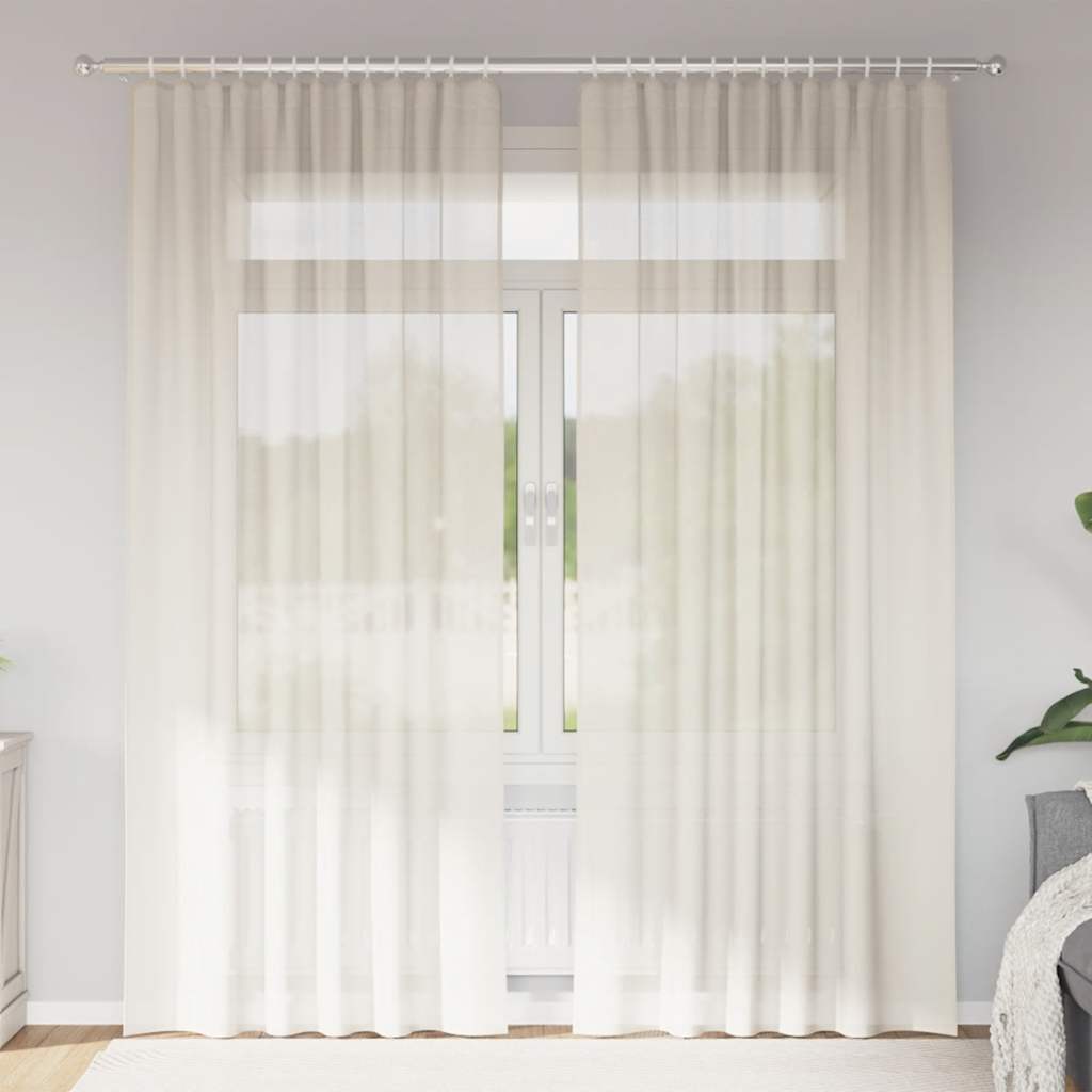 Vidaxl Gardinen Voile mit Stangentaschen 2 Stück cremefarben