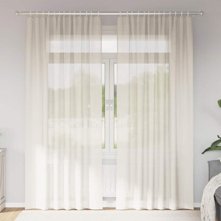 Vidaxl Gardinen Voile mit Stangentaschen 2 Stück cremefarben