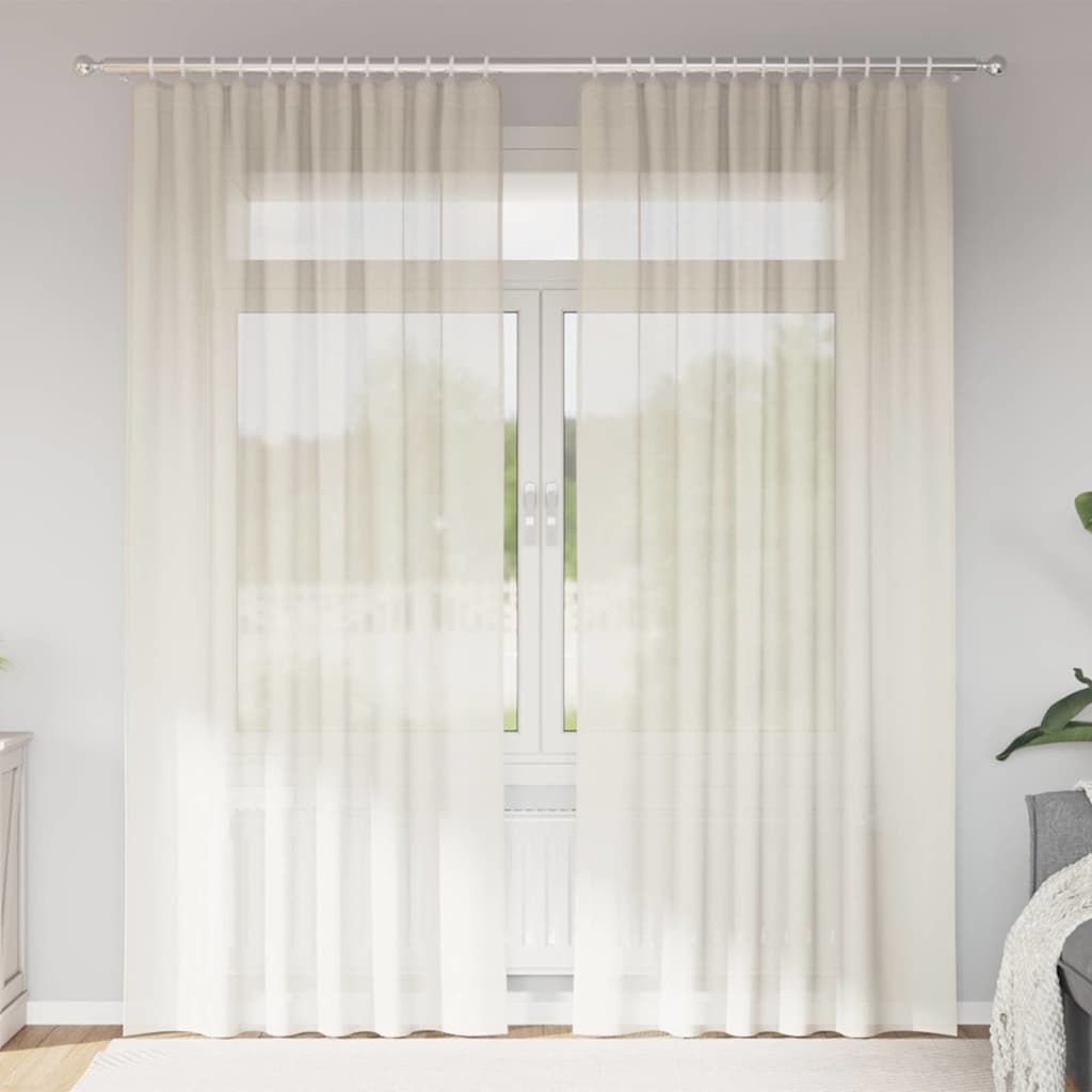 Vidaxl Gardinen Voile mit Stangentaschen 2 Stück cremefarben