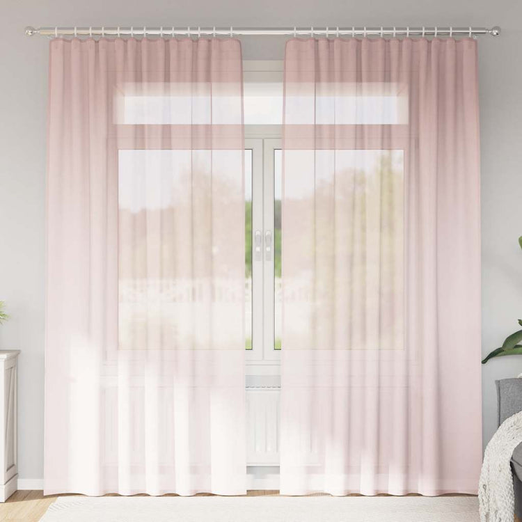 Vidaxl Gardinen Voile mit Stangentaschen 2 Stück hellrosa