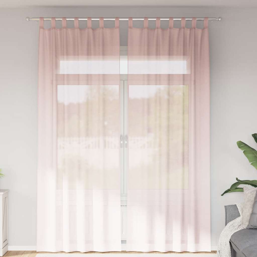 Vidaxl Gardinen Voile mit Stangentaschen 2 Stück hellrosa
