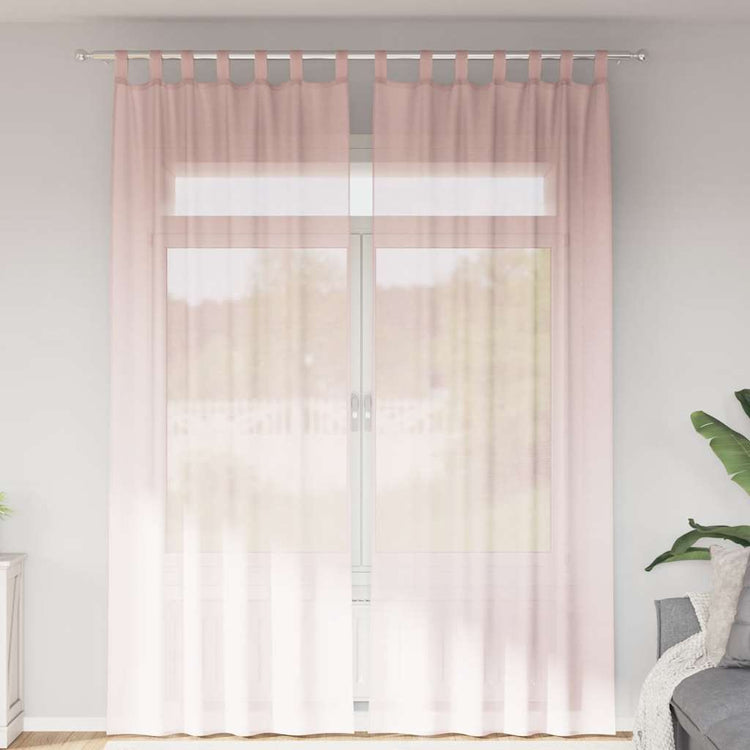Vidaxl Gardinen Voile mit Stangentaschen 2 Stück hellrosa