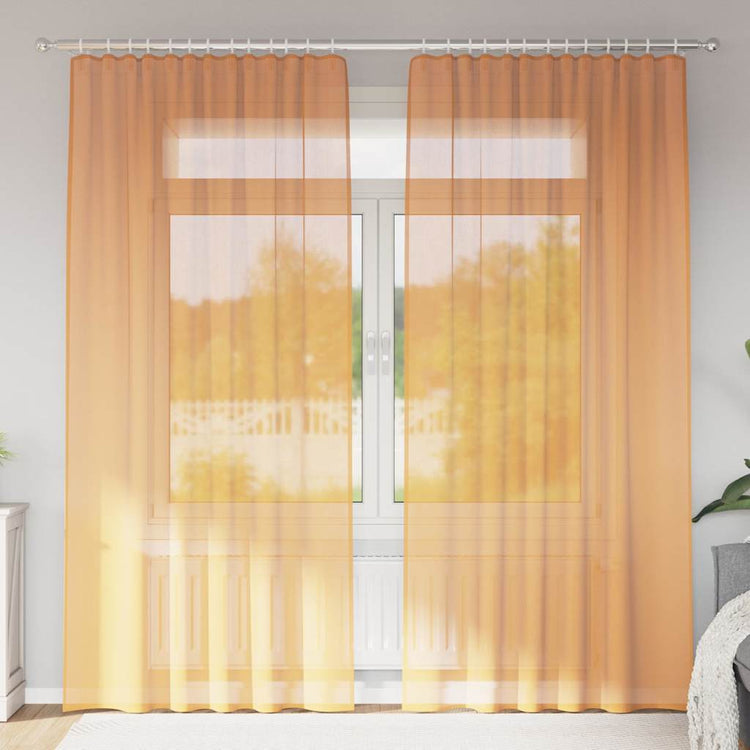 Vidaxl Gardinen Voile mit Stangentaschen 2 Stück Orange