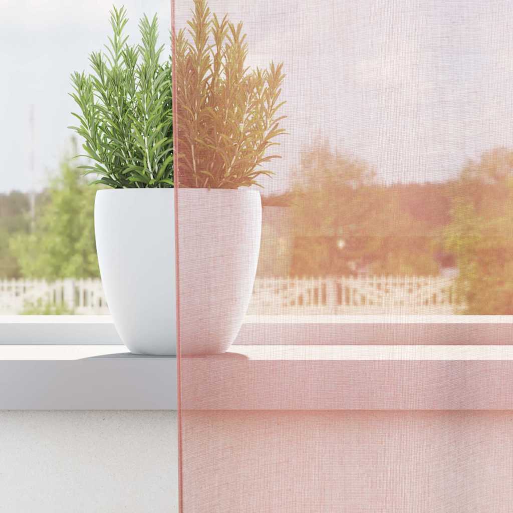 Vidaxl Gardinen Voile mit Stangentaschen 2 Stück rosa