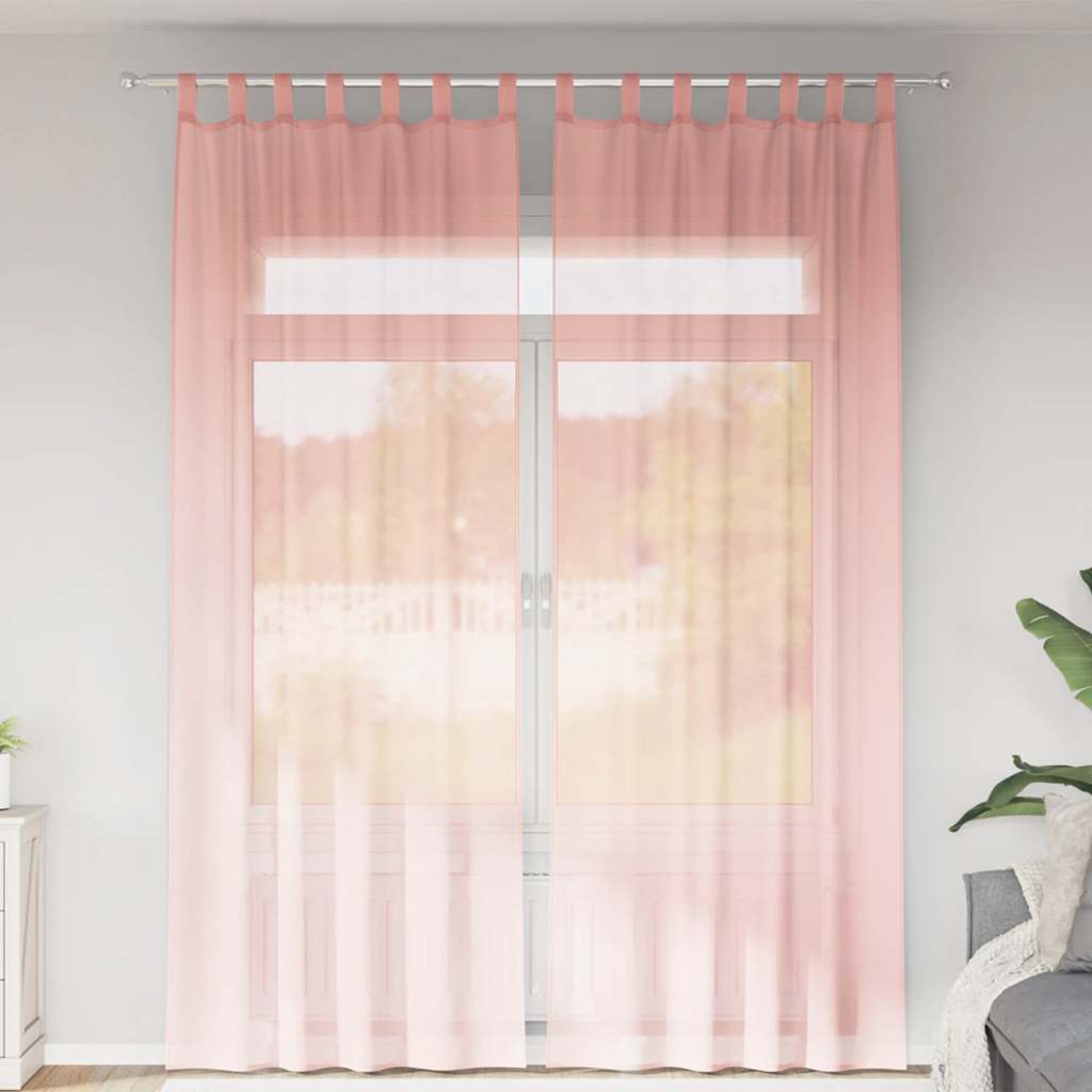 Vidaxl Gardinen Voile mit Stangentaschen 2 Stück rosa