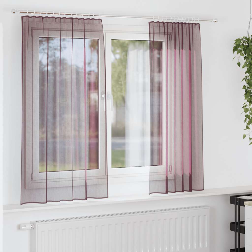 Vidaxl Gardinen Voile mit Stangentaschen 2 Stk. Lila