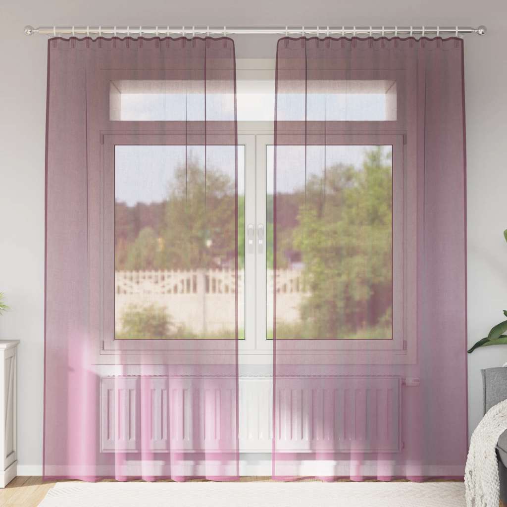 Vidaxl Gardinen Voile mit Stangentaschen 2 Stk. Lila