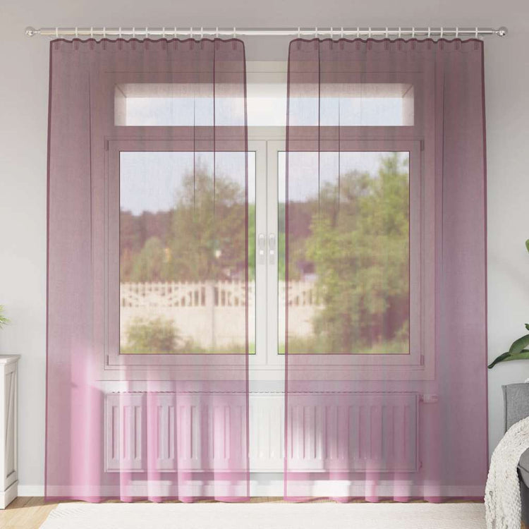Vidaxl Gardinen Voile mit Stangentaschen 2 Stk. Lila