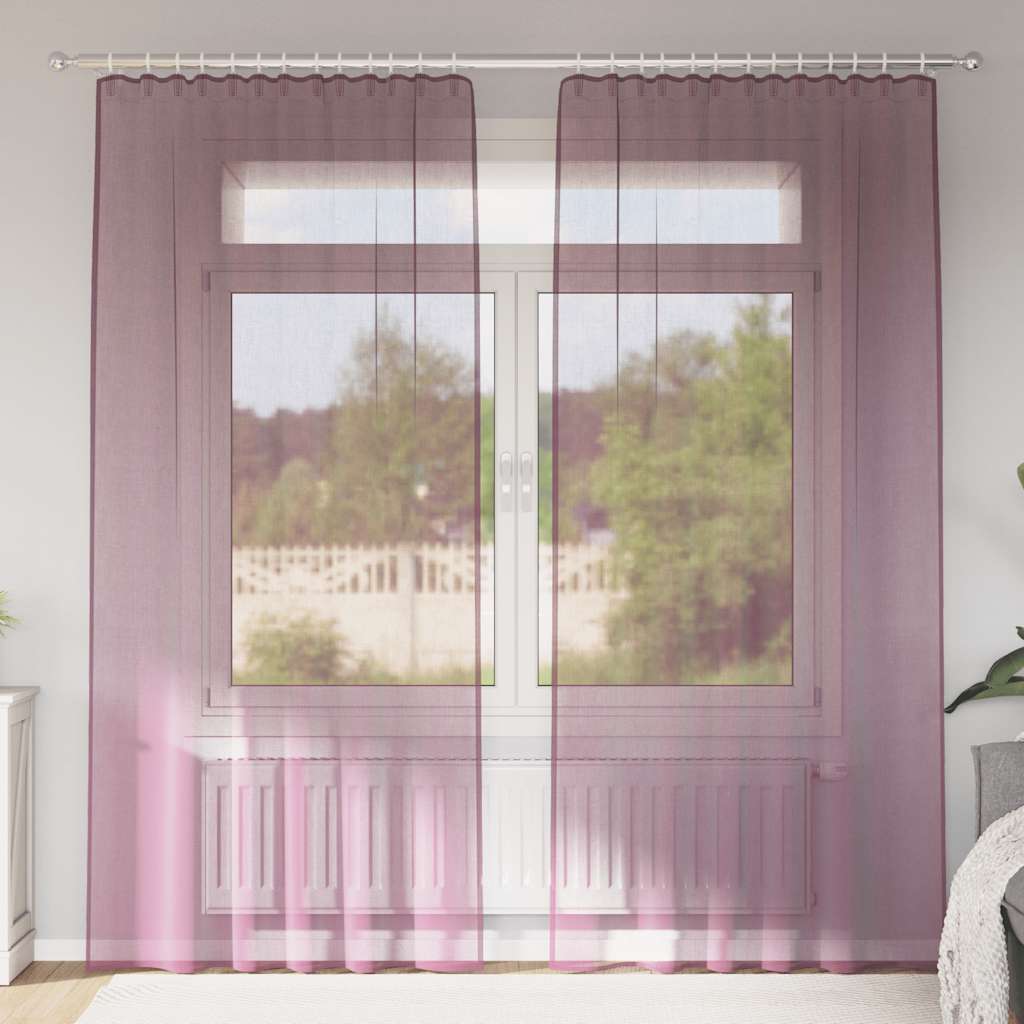 Vidaxl Gardinen Voile mit Stangentaschen 2 Stk. Lila
