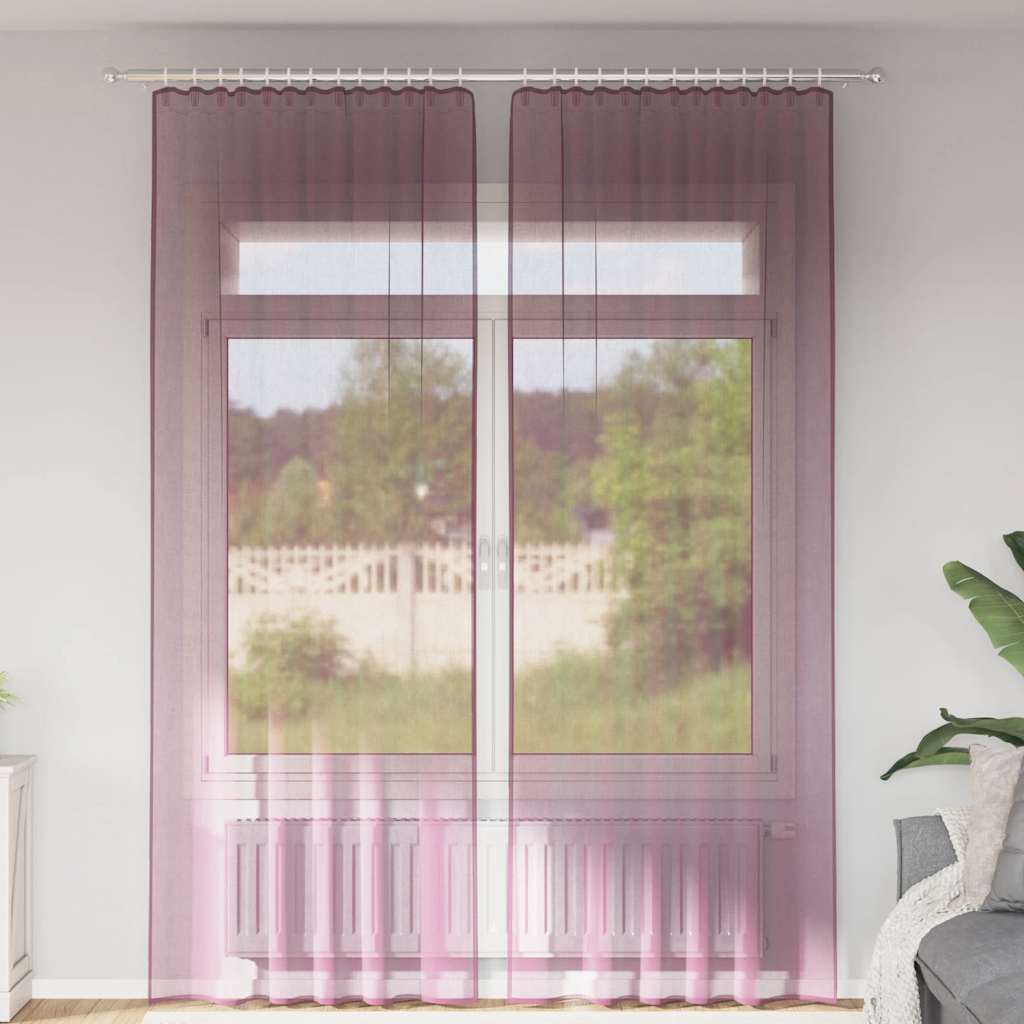 Vidaxl Gardinen Voile mit Stangentaschen 2 Stk. Lila