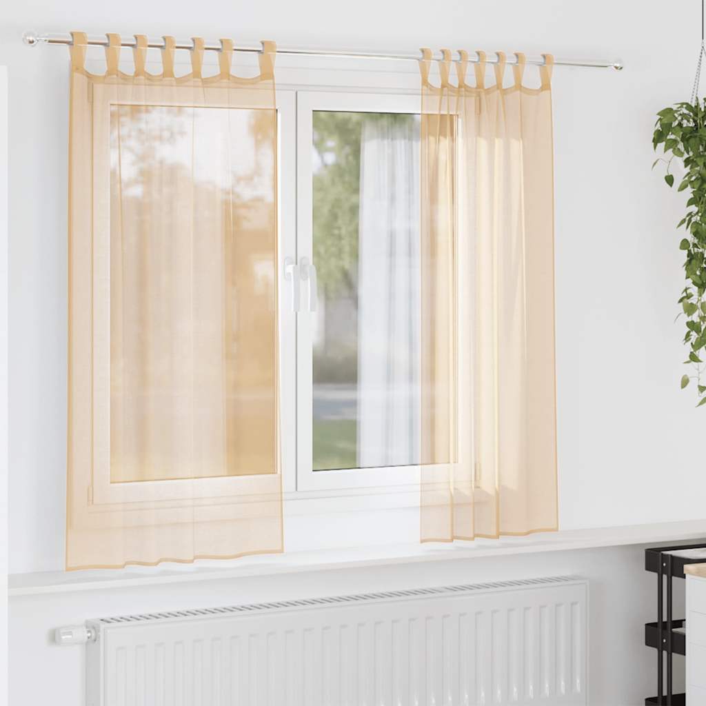 Vidaxl Gardinen Voile mit Stangentaschen 2 Stück Sand