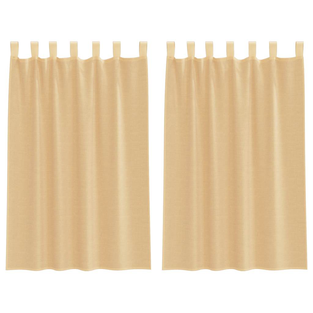 Vidaxl Gardinen Voile mit Stangentaschen 2 Stück Sand