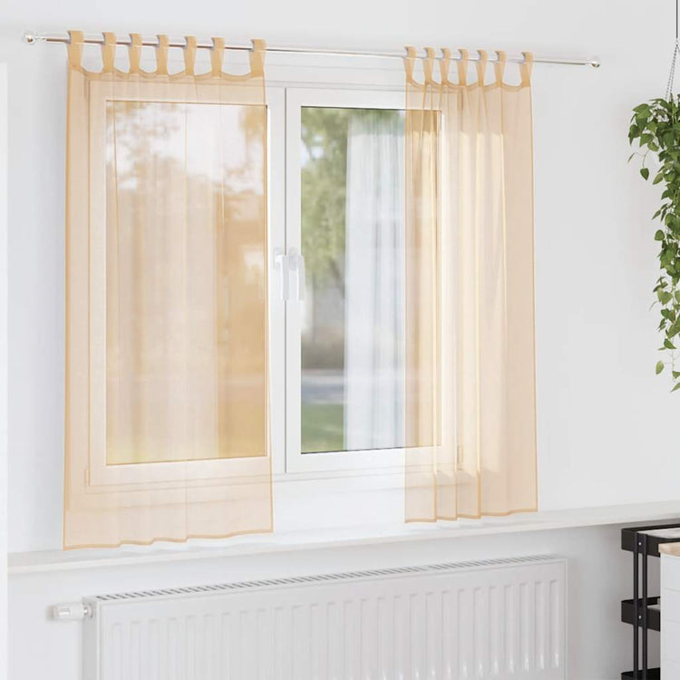 Vidaxl Gardinen Voile mit Stangentaschen 2 Stück Sand