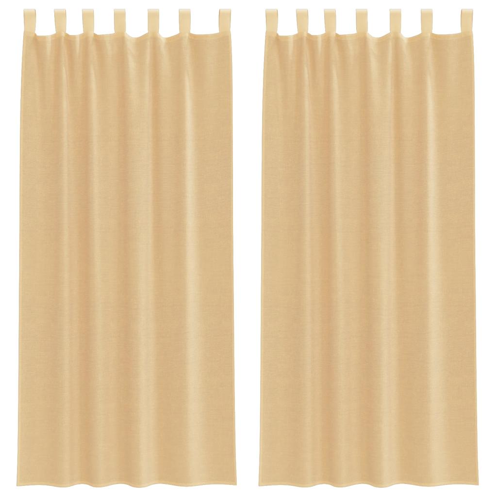 Vidaxl Gardinen Voile mit Stangentaschen 2 Stück Sand