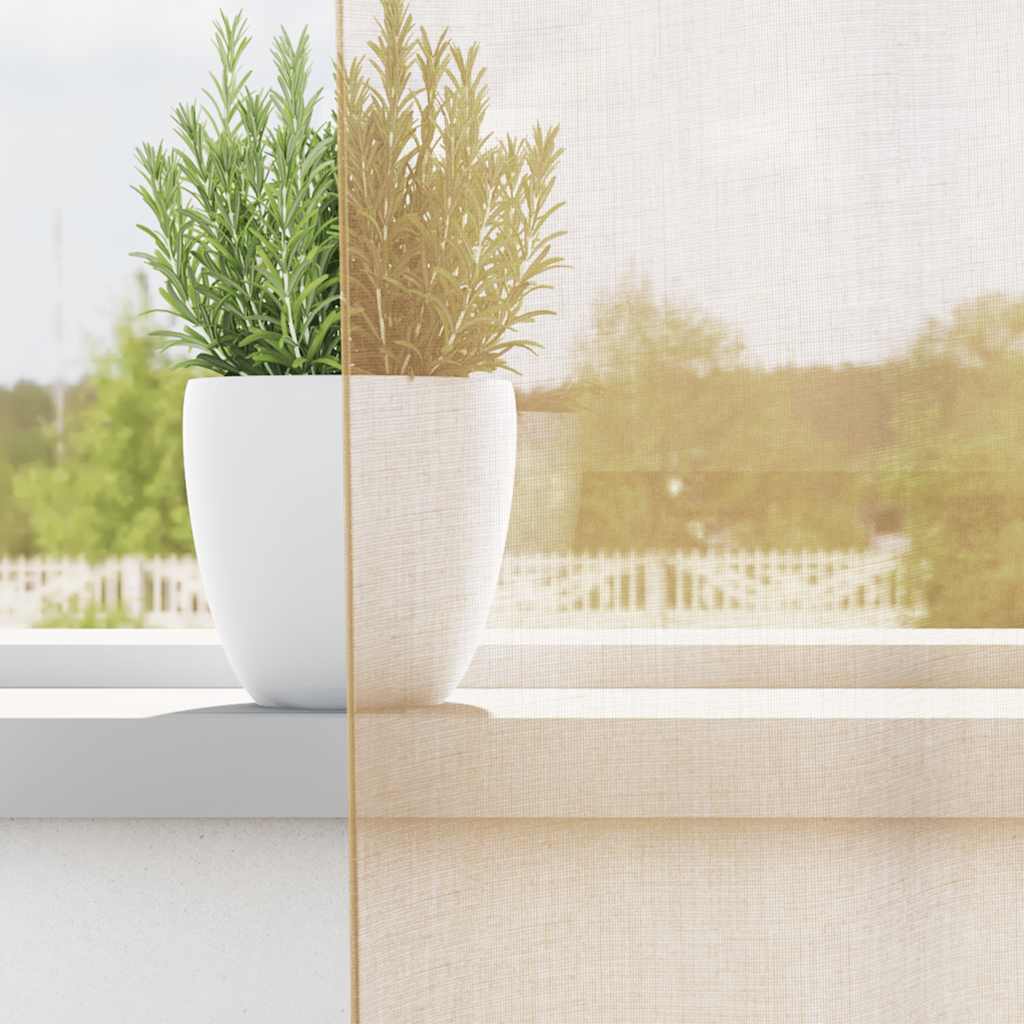 Vidaxl Gardinen Voile mit Stangentaschen 2 Stück Sand