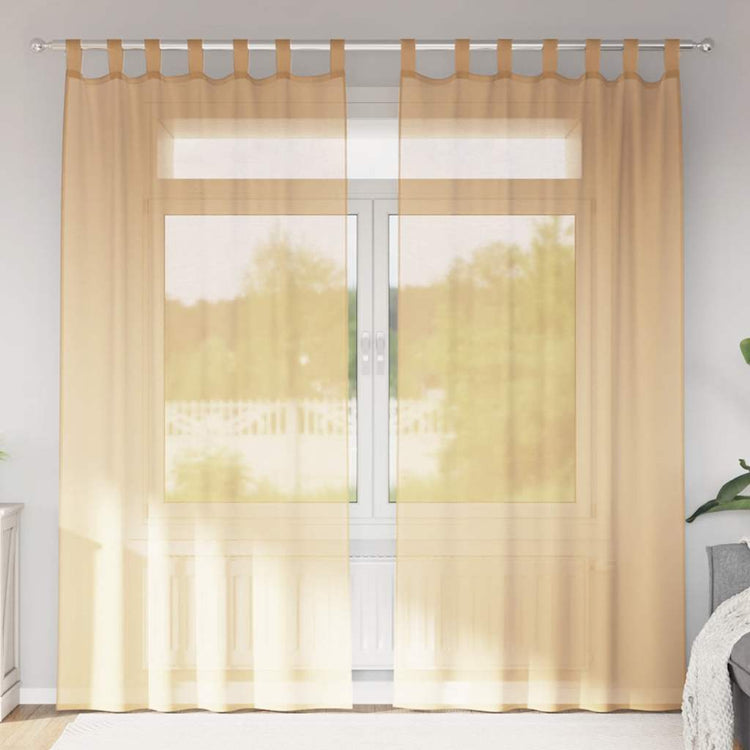 Vidaxl Gardinen Voile mit Stangentaschen 2 Stück Sand