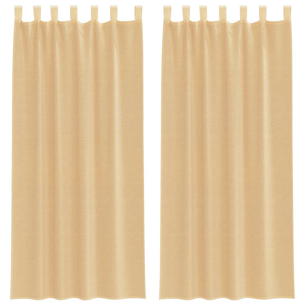 Vidaxl Gardinen Voile mit Stangentaschen 2 Stück Sand