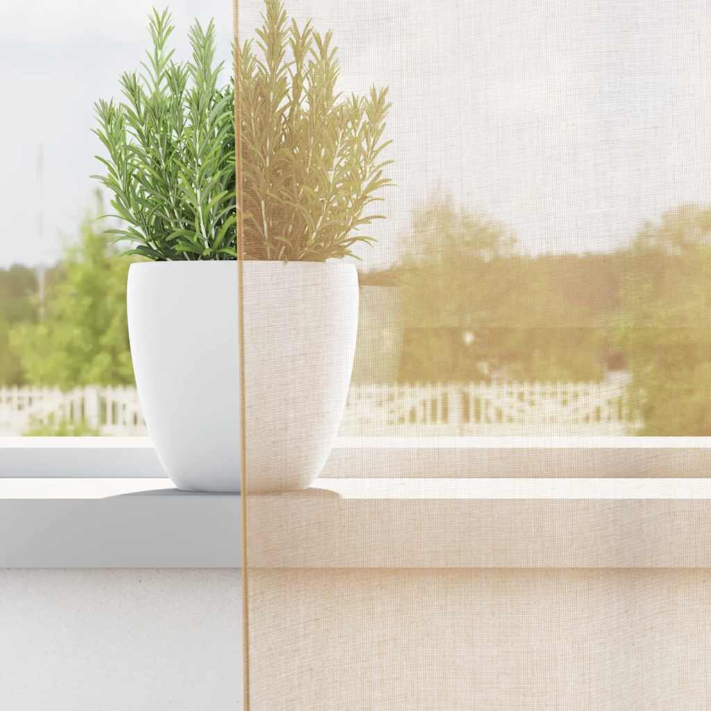 Vidaxl Gardinen Voile mit Stangentaschen 2 Stück Sand