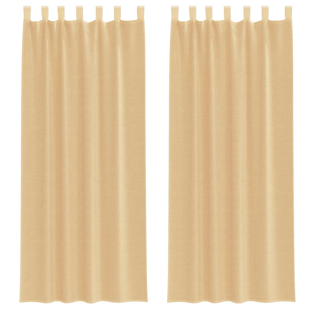 Vidaxl Gardinen Voile mit Stangentaschen 2 Stück Sand