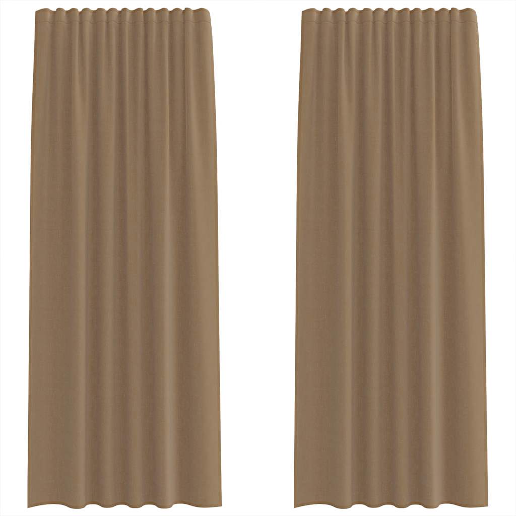 Vidaxl Gardinen Voile mit Stangentaschen 2 Stück hellbraun