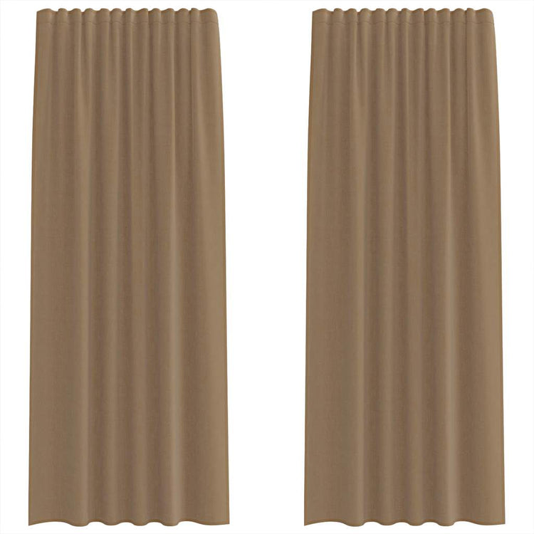 Vidaxl Gardinen Voile mit Stangentaschen 2 Stück hellbraun