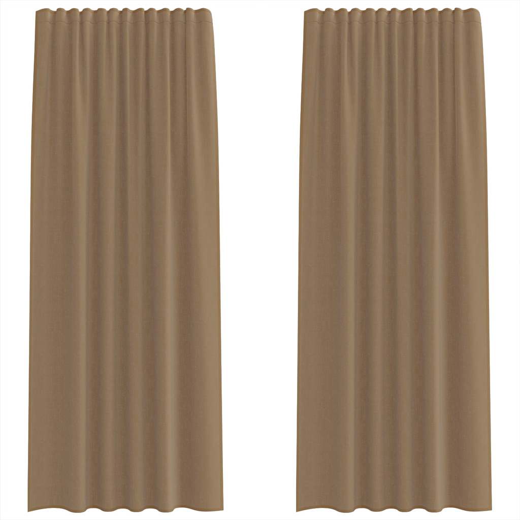 Vidaxl Gardinen Voile mit Stangentaschen 2 Stück hellbraun